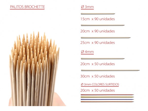 PALITOS BROCHETTE 20cm 90 unid D3