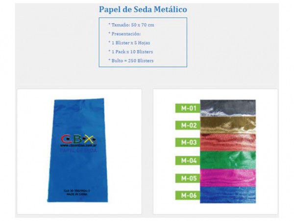 PAPEL SEDA METAL ALUM/COBRE/ORO 50x70cm