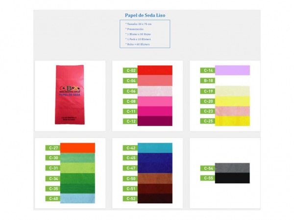 PAPEL SEDA/BARRILETE COLOR 50x70cm LISOS