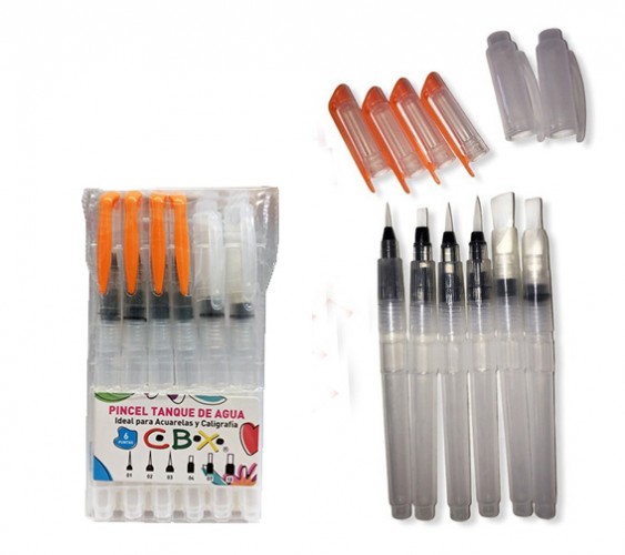 PINCELES CBX PARA AGUA x6 SURTIDOS 15cm