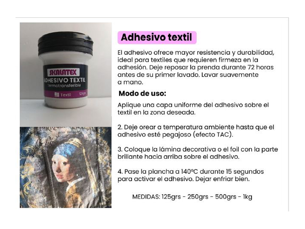 ADHESIVO TEXTIL x125g termotransferible