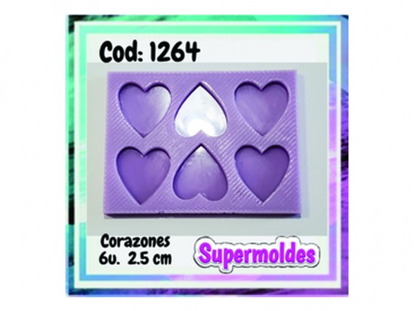MOLDES SILICONA CORAZONES x6u 2,5cm