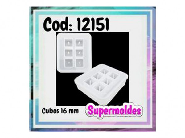 MOLDES SILICONA CUBOS x6 16mm