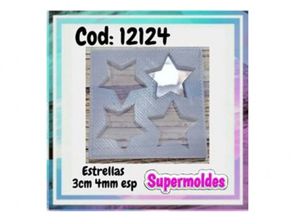 MOLDES SILICONA ESTRELLAS 4 un 3cm 4mm