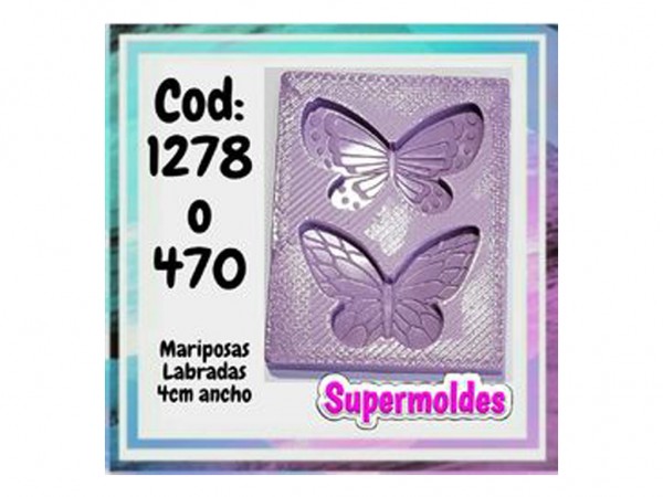 MOLDES SILICONA MARIPOSAS LABRADAS x2 4cm
