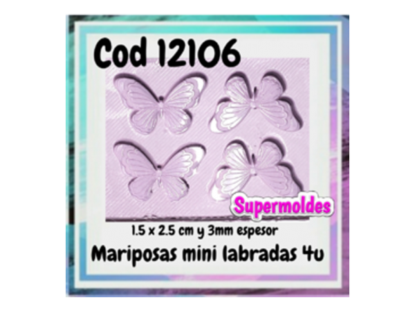 MOLDES SILICONA MARIPOSAS MINI LABRADAS x4