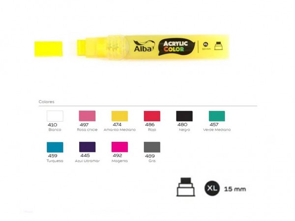 MARCADOR ACRI XL 474/AMARILLO MED 15mm