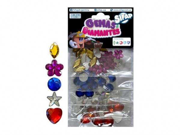 GEMAS DIAMANTES SURTIDAS x5 BOLSITAS