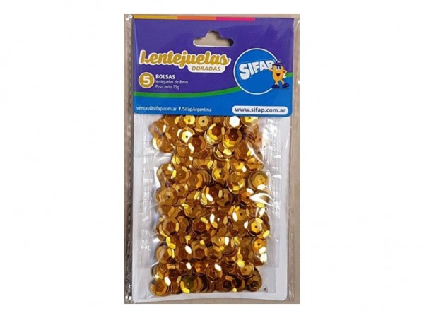 LENTEJUELAS SIFAP DORADAS x5