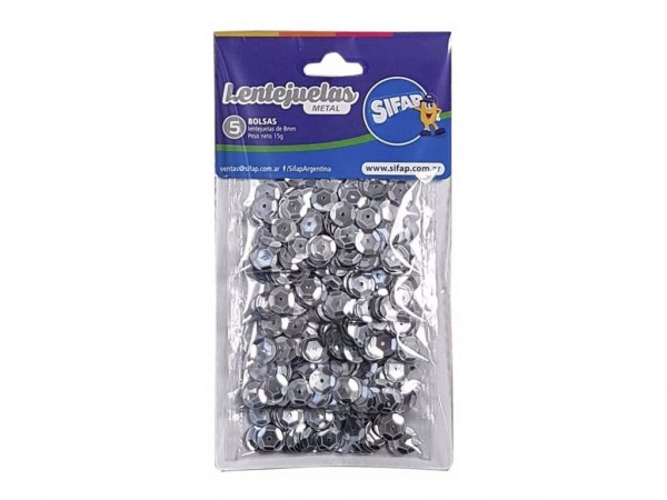 LENTEJUELAS SIFAP PLATEADAS x5