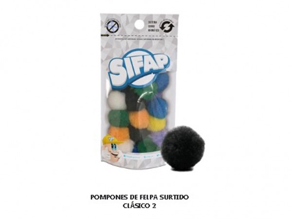 POMPON SURTIDO CLASICO 2 20mm x20UNID