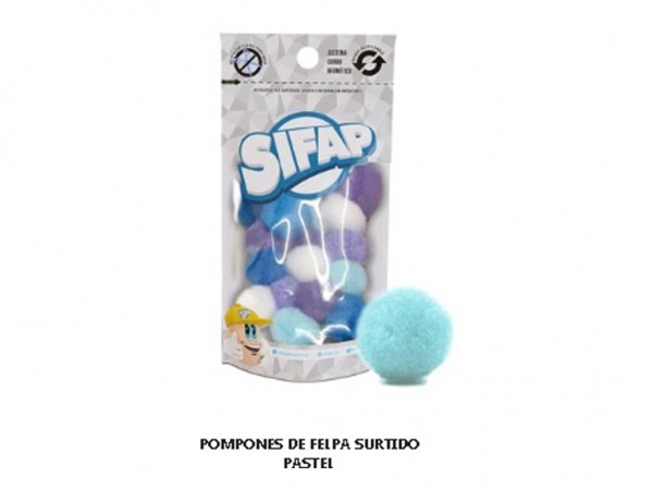 POMPON SURTIDO PASTEL 20mm x20 UNID