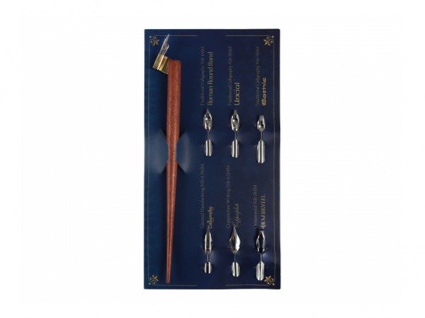 SET CALIGRAFIA PLUMIN MADERA+6 PLUMAS VS