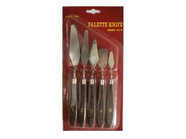 SET ESPATULAS METALICAS x5 MANGO MADERA