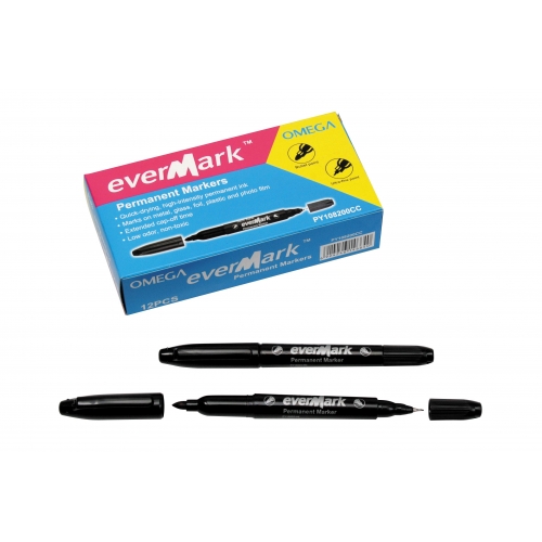 MARCADOR INDELEBLE DOS PUNTAS NEGRO IBI