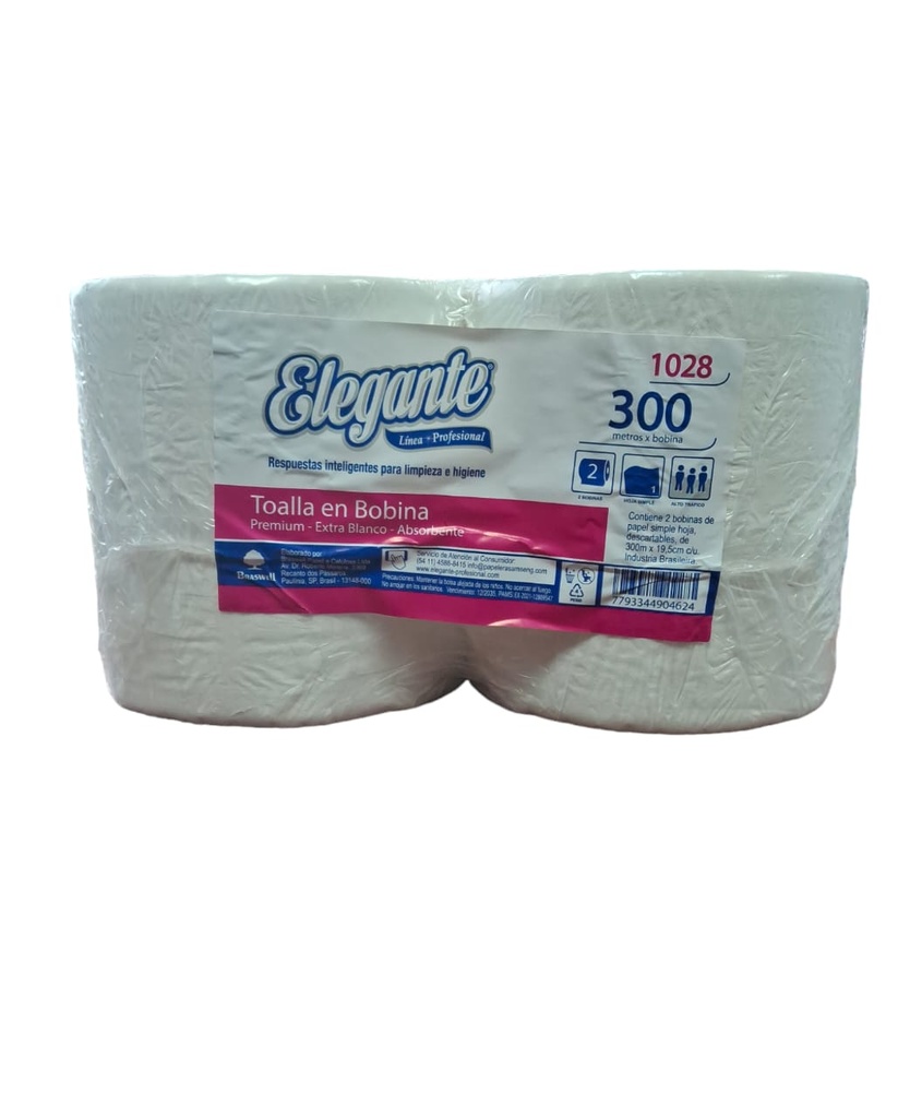 TOALLA EN ROLLO BLANCO 19.5x300mts x2unidades