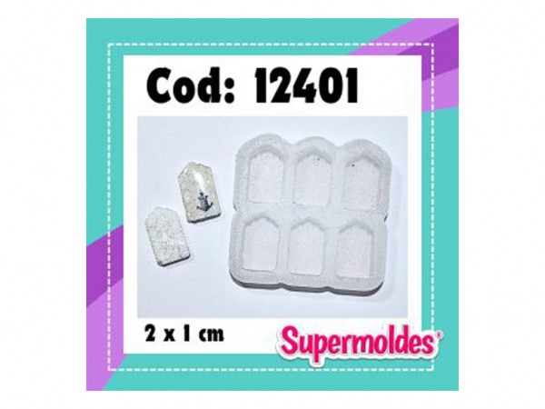 MOLDES RESINA TAGS MINI 6unid 2x1cm 3mm
