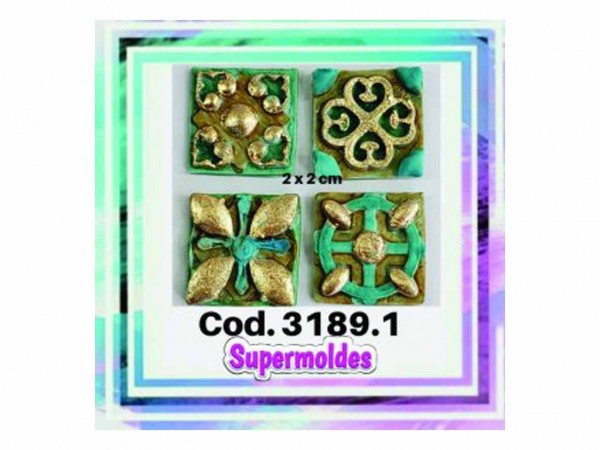 MOLDES SILICONA AZULEJOS 4 Un 2X2cm