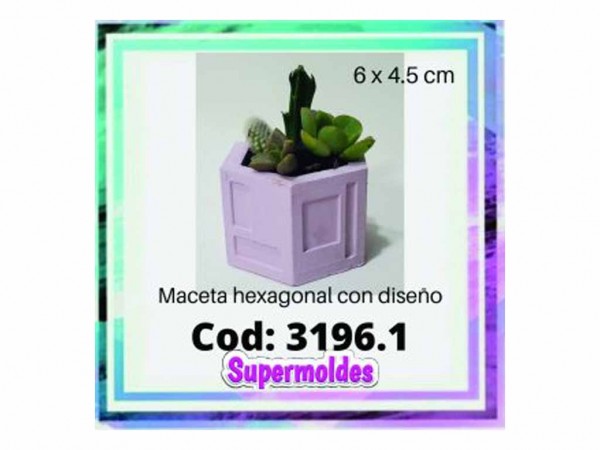 MOLDES SILICONA MACETA 6X4.5 HEXAG DISEÑ