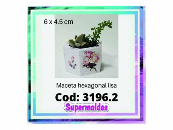 MOLDES SILICONA MACETA 6X4.5 HEXAG LISA