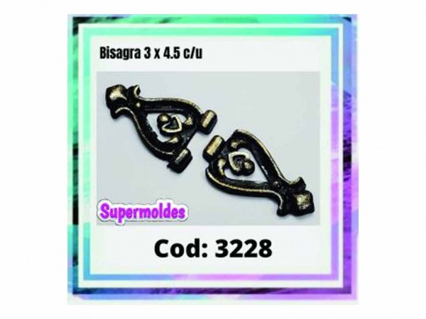 MOLDES SILICONA BISAGRA 2 PIEZAS 3X4.5 C/U