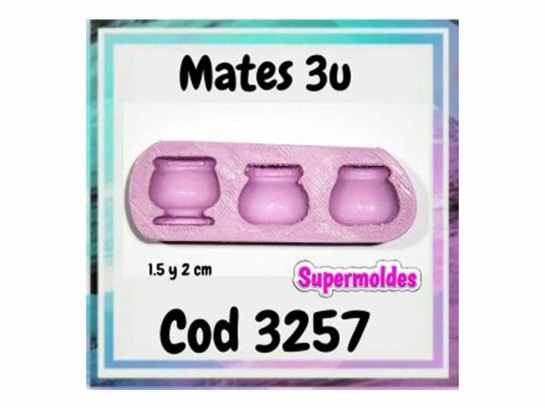 MOLDES SILICONA MATES 3 Un 1.5 Y 2 cm