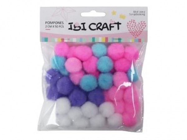 POMPONES 20mm 50pcs COLORES PASTELES