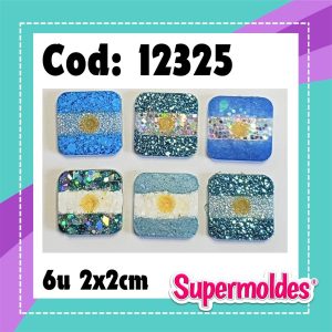 MOLDES SILICONA ESCARAPELAS CUAD C/SOL 6 unid 2x2 3mm