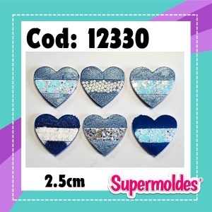 MOLDES SILICONA ESCARAPELAS CORAZONES CH 6unid 2.5cm 3mm