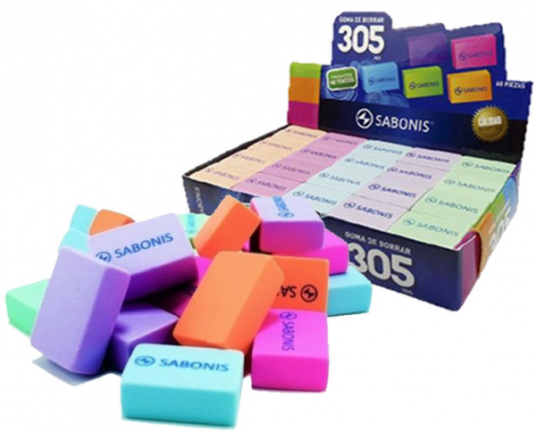 GOMA BORRAR 305 RECT CH COLORES SABONIS