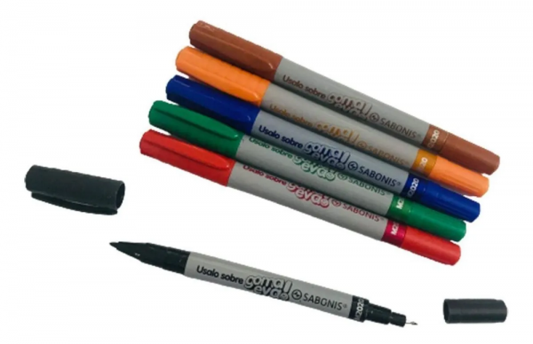 MARCADOR PERMANENTE 2 PUNTAS x6 COLORES