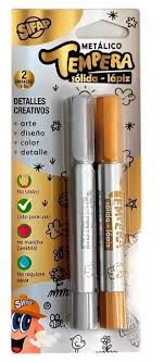 TEMPERAS SOLIDAS LAPIZ x2 6g ORO/PLATA