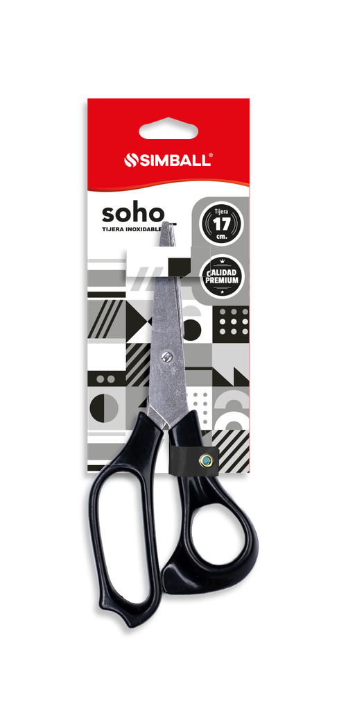 TIJERA SOHO 17cm NEGRA BLISTER