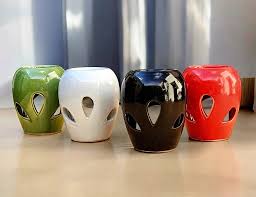 HORNILLO OVAL CON HOJAS 9cm CERAMICA