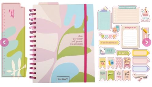 CUADERNO ESPIRAL SPIRIT 150h+STICKERS+REGLA