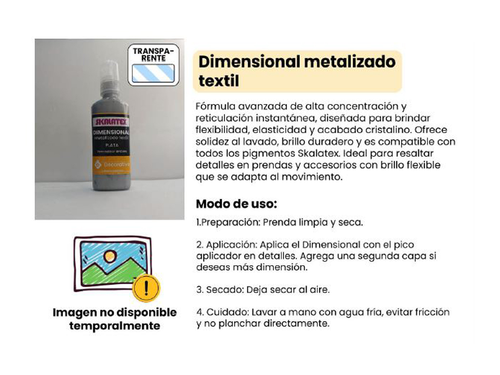 DIMENSIONAL TEXTIL METALIZADO x60cc