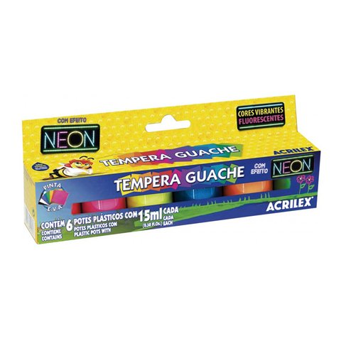 TEMPERAS NEON 6 COLORES 15 ML