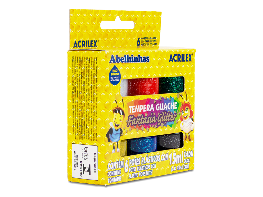 TEMPERAS GLITTER 6 COLORES 15 ML