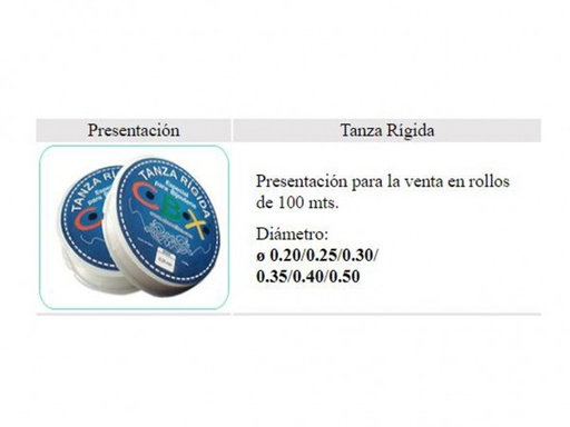 [T/100] TANZA RIGIDA  0.30 x100MT