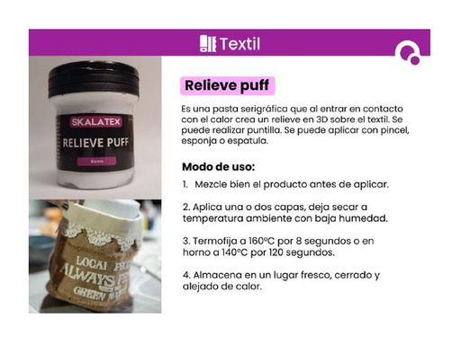 [SK001] RELIEVE PUFF TEXTIL 125cc BLANCO