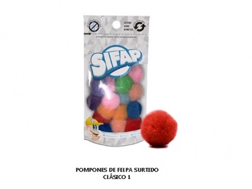 [5015] POMPON SURTIDO CLASICO 1 20mm x20UNID