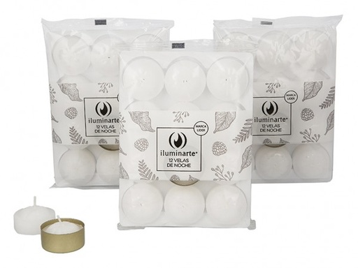 [004X] VELAS NOCHE x12 BLANCA