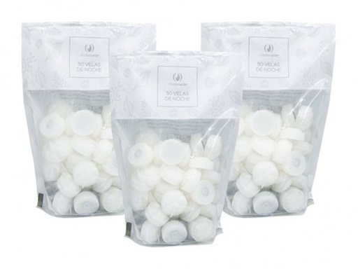 [005X] VELAS NOCHE x50 unid CON 3 LATAS