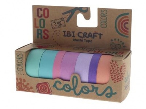 [55763] WASHI TAPE BOX 7 ROLLOS 5mt c/u PASTEL