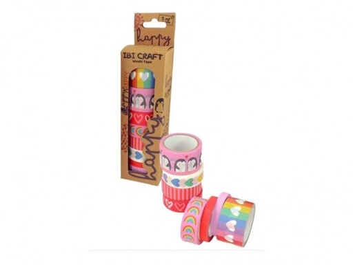 [55764] WASHI TAPE BOX 8 ROLLOS 5mt c/u HAPPY