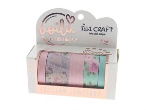 [55770] WASHI TAPE BOX 5 ROLLOS 4mt c/u ROSES ED
