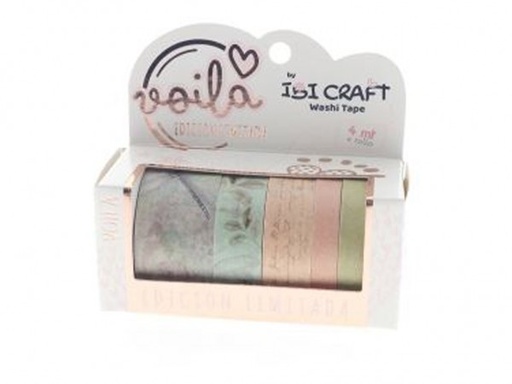 [55772] WASHI TAPE BOX 5 ROLLOS 4mt c/u BUTTER