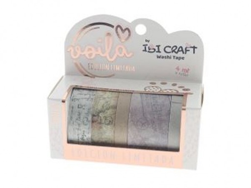 [55773] WASHI TAPE BOX 5 ROLLOS 4mt c/u STAMP