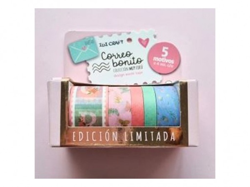 [55774] WASHI TAPE BOX 5 ROLLOS 4mt c/u CORREO