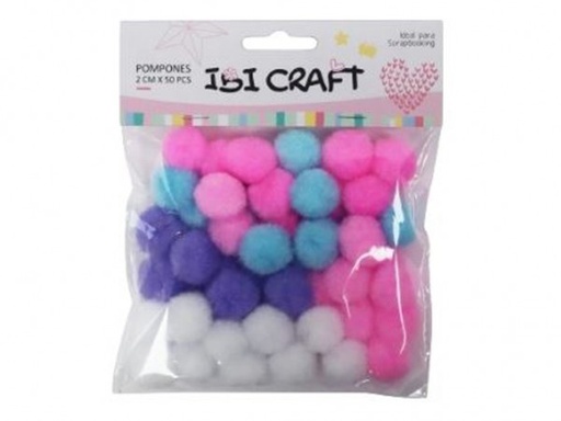 [655990] POMPONES 20mm 50pcs COLORES PASTELES